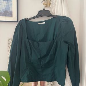 Abercrombie & Fitch square neck corset top in green